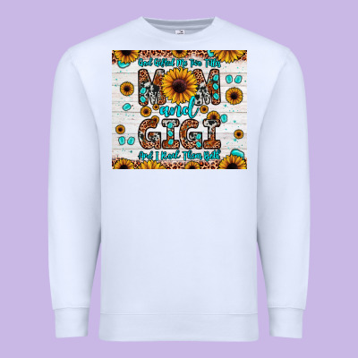 God Gifted Me Two Titles Mom And Gigi And I Rock Them Both Premium Sweatshirt Designed By Jahusdesignshop