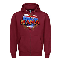Burgundy American mama heart Zipper Hoodie - Zillion Design Studio
