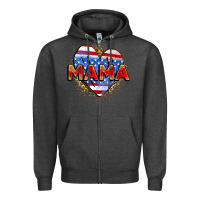 Charcoal Heather American mama heart Zipper Hoodie - Zillion Design Studio