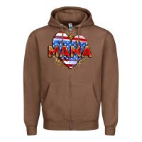 Chestnut American mama heart Zipper Hoodie - Zillion Design Studio