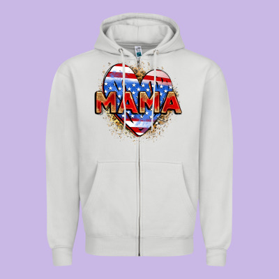 American Mama Heart Zipper Hoodie Designed By Zillion Design Studio