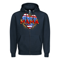 Navy American mama heart Zipper Hoodie - Zillion Design Studio