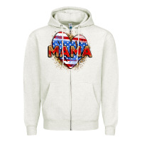Oatmeal Heather American mama heart Zipper Hoodie - Zillion Design Studio