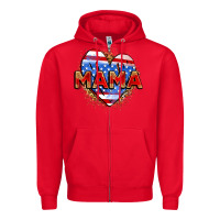 Red American mama heart Zipper Hoodie - Zillion Design Studio