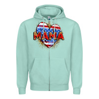 Seafoam American mama heart Zipper Hoodie - Zillion Design Studio