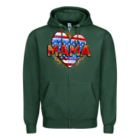 Sports Green American mama heart Zipper Hoodie - Zillion Design Studio