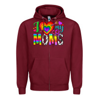 Burgundy i love my moms Zipper Hoodie - texasbilliewilder