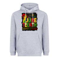 Heather Grey juneteenth fist free ish since 1865 with background Heavyweight Hoodie - HRA Design Shop