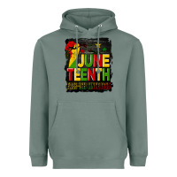 Sage juneteenth fist free ish since 1865 with background Heavyweight Hoodie - HRA Design Shop