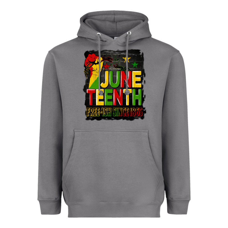 Juneteenth Fist Free Ish Since 1865 With Background Heavyweight Hoodie by HRA Design Shop | Teevron