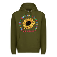 Army Green in a world where you can be anything be kind Premium Hoodie - MaliasSmallBusiness