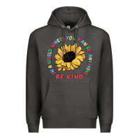 Charcoal Heather in a world where you can be anything be kind Premium Hoodie - MaliasSmallBusiness