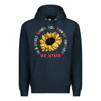 Navy in a world where you can be anything be kind Premium Hoodie - MaliasSmallBusiness