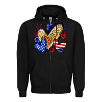 Black American flag heart leopard Zipper Hoodie - Zillion Design Studio