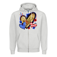 American Flag Heart Leopard Zipper Hoodie | Teevron