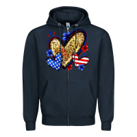 Navy American flag heart leopard Zipper Hoodie - Zillion Design Studio