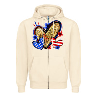 Sandshell American flag heart leopard Zipper Hoodie - Zillion Design Studio