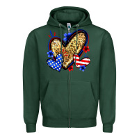Sports Green American flag heart leopard Zipper Hoodie - Zillion Design Studio