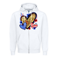 White American flag heart leopard Zipper Hoodie - Zillion Design Studio