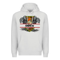 Dove Grey custom name race flag and race equipment Premium Hoodie - AdoDesignShop