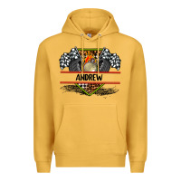 Mustard custom name race flag and race equipment Premium Hoodie - AdoDesignShop