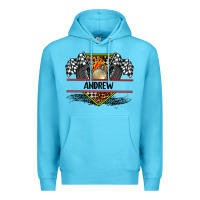 Ocean Blue custom name race flag and race equipment Premium Hoodie - AdoDesignShop