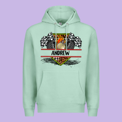 Custom Name Race Flag And Race Equipment Premium Hoodie Designed By Adodesignshop