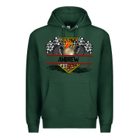Sports Green custom name race flag and race equipment Premium Hoodie - AdoDesignShop