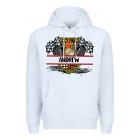 White custom name race flag and race equipment Premium Hoodie - AdoDesignShop