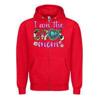 Red i am cool mom Zipper Hoodie - texasbilliewilder