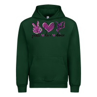 Forest Green peace love dance Urban Hoodie - MaliasSmallBusiness