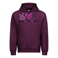 Mauve Wine peace love dance Urban Hoodie - MaliasSmallBusiness