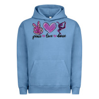 Pigment Pebble Blue peace love dance Urban Hoodie - MaliasSmallBusiness