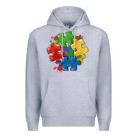 Heather Grey autism puzzles Premium Hoodie - MaliasSmallBusiness