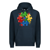 Navy autism puzzles Premium Hoodie - MaliasSmallBusiness