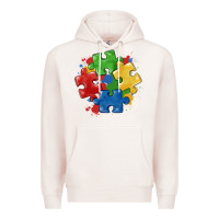 Pale Pink autism puzzles Premium Hoodie - MaliasSmallBusiness