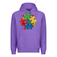 Purple autism puzzles Premium Hoodie - MaliasSmallBusiness
