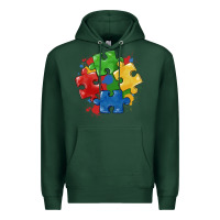 Sports Green autism puzzles Premium Hoodie - MaliasSmallBusiness