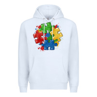 White autism puzzles Premium Hoodie - MaliasSmallBusiness