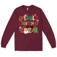 Burgundy family christmas crew 2024 Long Sleeve Tee - Zillion Design Studio