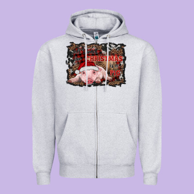 All I Want For Christmas Is A Pig Baby Zipper Hoodie Designed By Ranaportraitstore