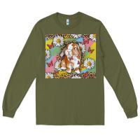 Army Green Watercolor Easter Bunny With Daisy Long Sleeve Tee - RanaPortraitStore