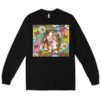Black Watercolor Easter Bunny With Daisy Long Sleeve Tee - RanaPortraitStore