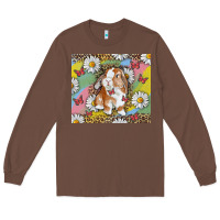 Chestnut Watercolor Easter Bunny With Daisy Long Sleeve Tee - RanaPortraitStore