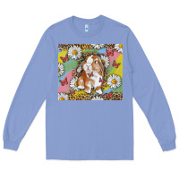 Colony Blue Watercolor Easter Bunny With Daisy Long Sleeve Tee - RanaPortraitStore