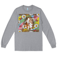 Heather Grey Watercolor Easter Bunny With Daisy Long Sleeve Tee - RanaPortraitStore
