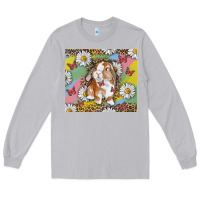 Moon Dust Watercolor Easter Bunny With Daisy Long Sleeve Tee - RanaPortraitStore