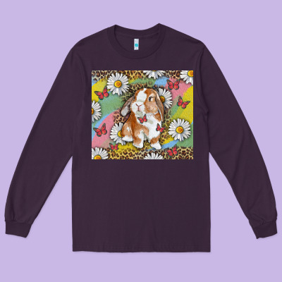 Long Sleeve Tee Watercolor Easter Bunny With Daisy