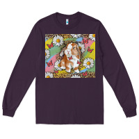 Plum Watercolor Easter Bunny With Daisy Long Sleeve Tee - RanaPortraitStore