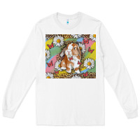White Watercolor Easter Bunny With Daisy Long Sleeve Tee - RanaPortraitStore